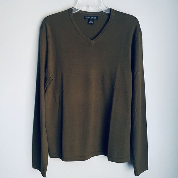 Banana Republic 100% Extra Fine Italian Merino Wool Sweater Men Medium Olive - Picture 1 of 11